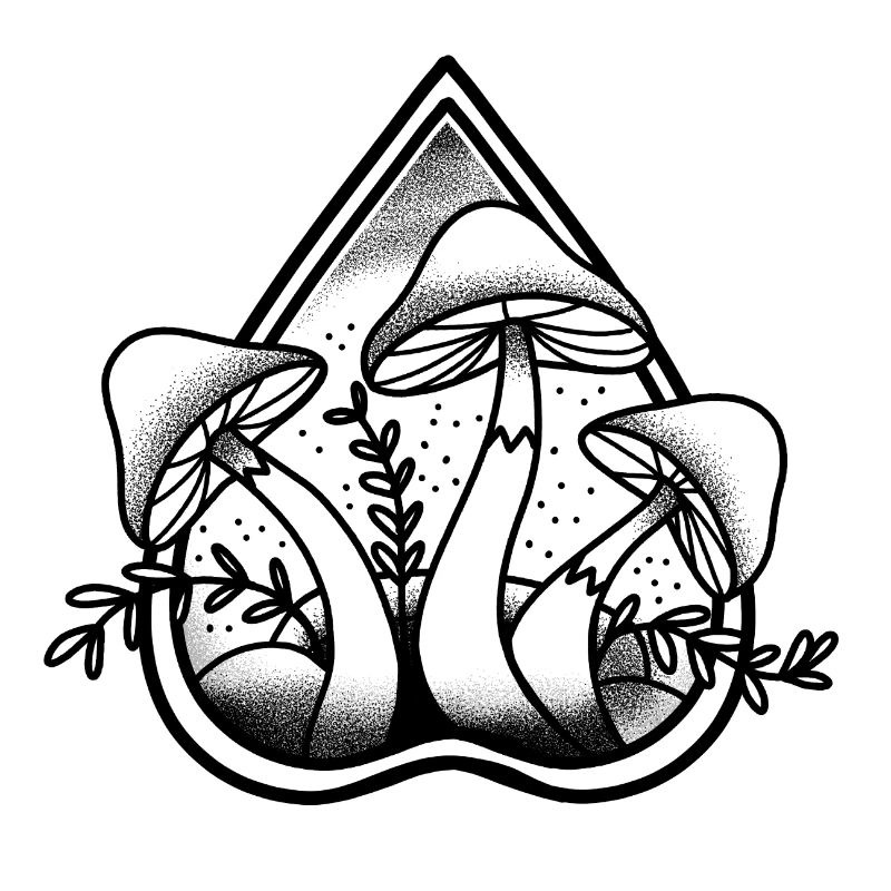 Witchcore Ouija pointer With Three Mushrooms