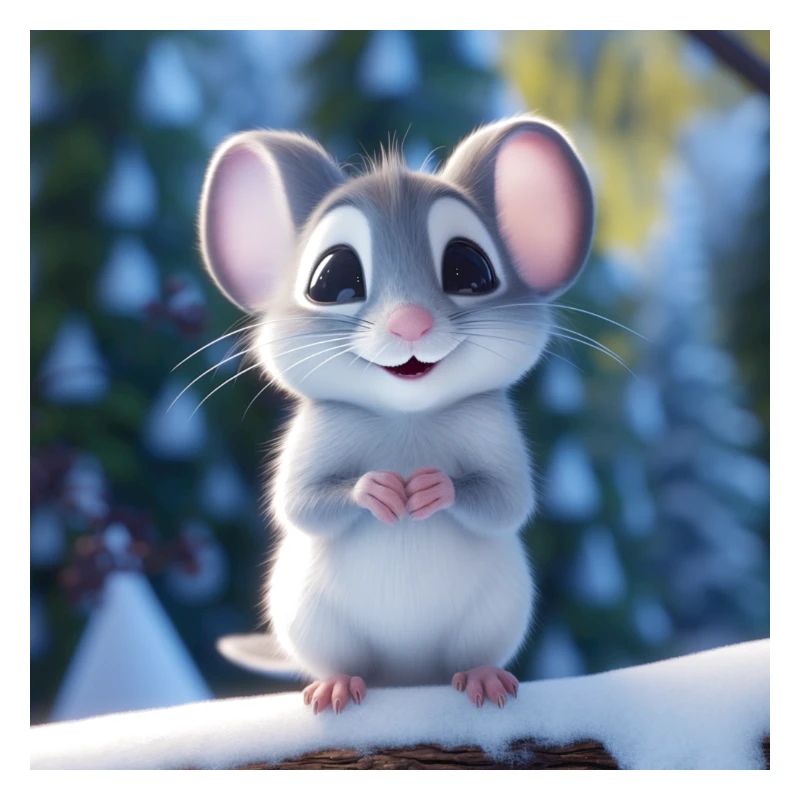 Cute mouse in winter time