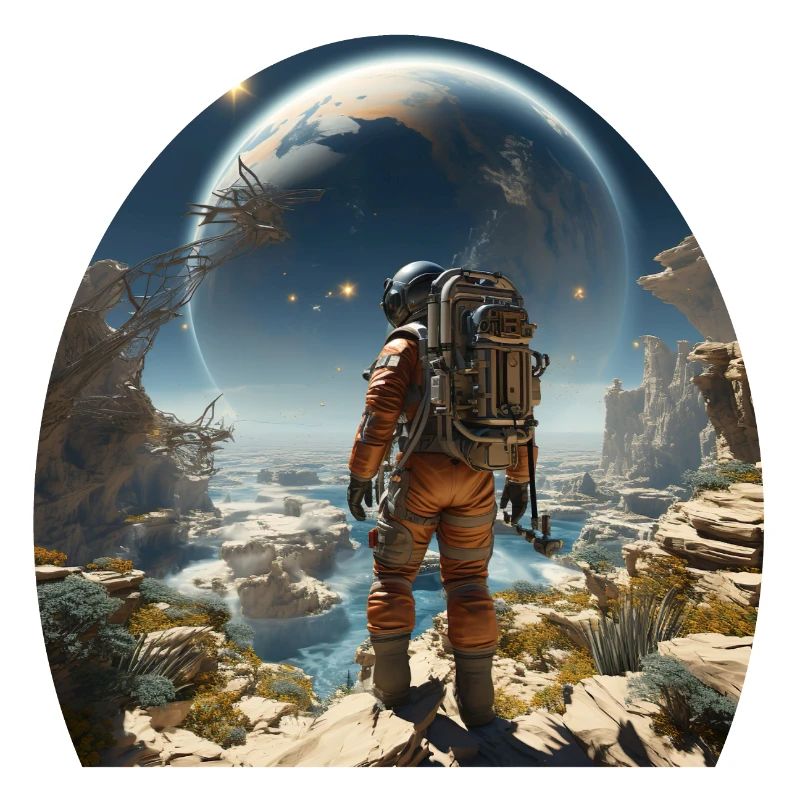 Astronaut explores alien worlds