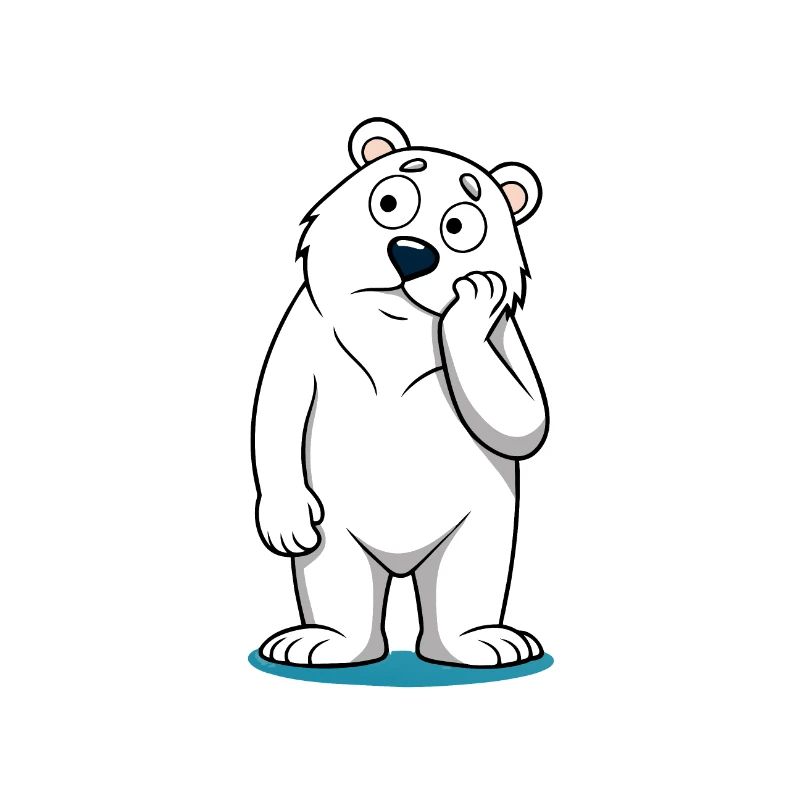 Perplexed Eisbär: Neugieriger Cartoon-Bär
