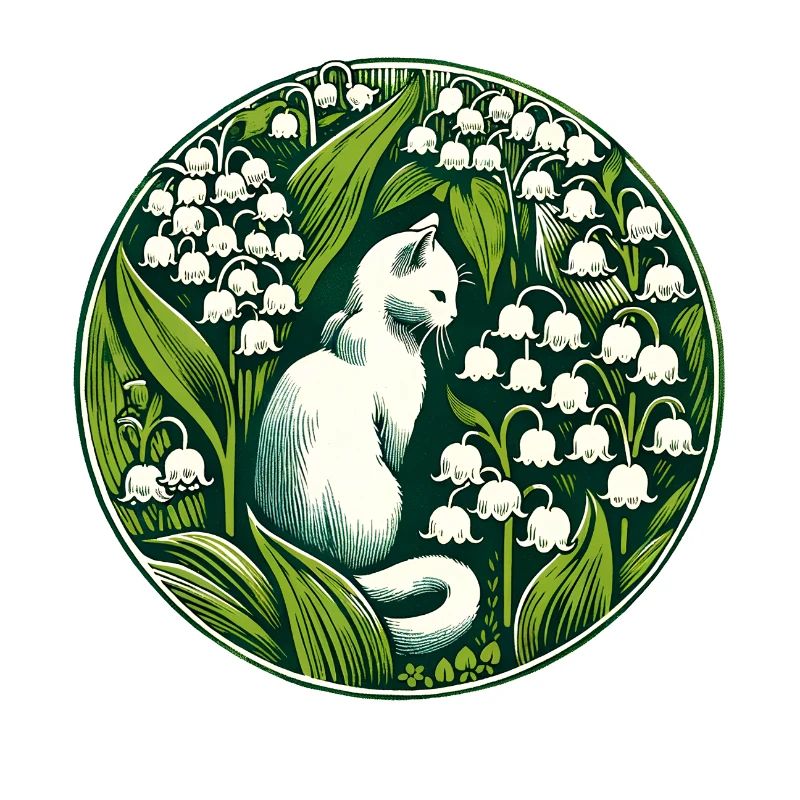Chat chat blanc du muguet