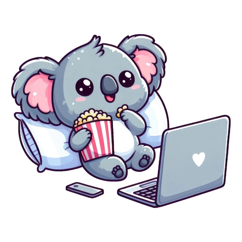 Cute koala bear watching a series.