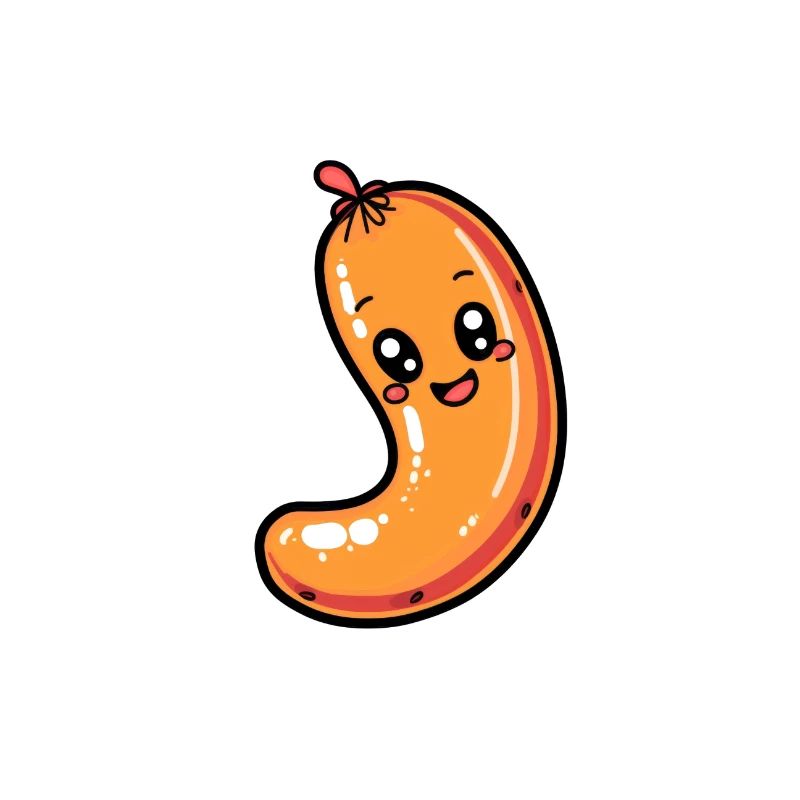 Saucisse rieuse en forme de U dans le style dessin animé