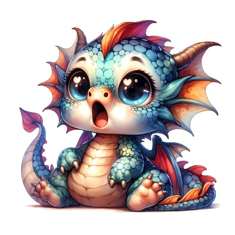 Mignon bébé dragon avec un visage surpris