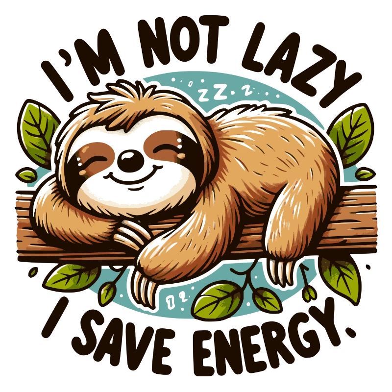 I'm Not Lazy – I Save Energy Sloth Design