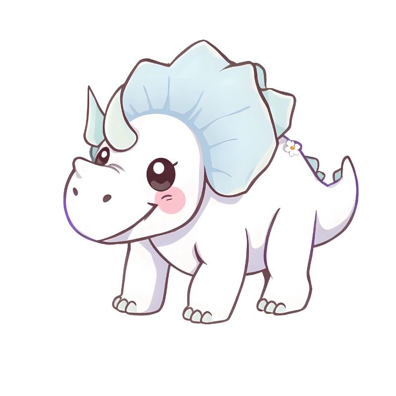 Smiling Cartoon Dinosaur with Blue Bow