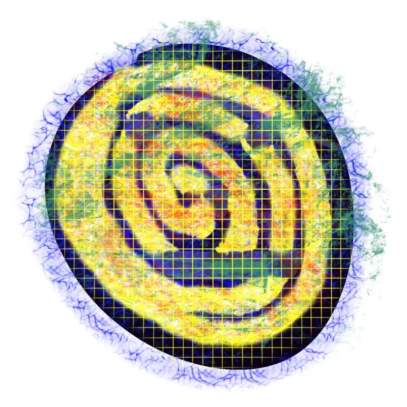 Yellow creative spiral with check pattern