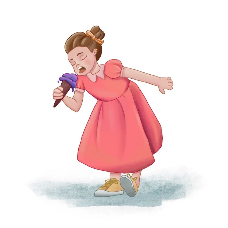 Fille avec robe et glace
