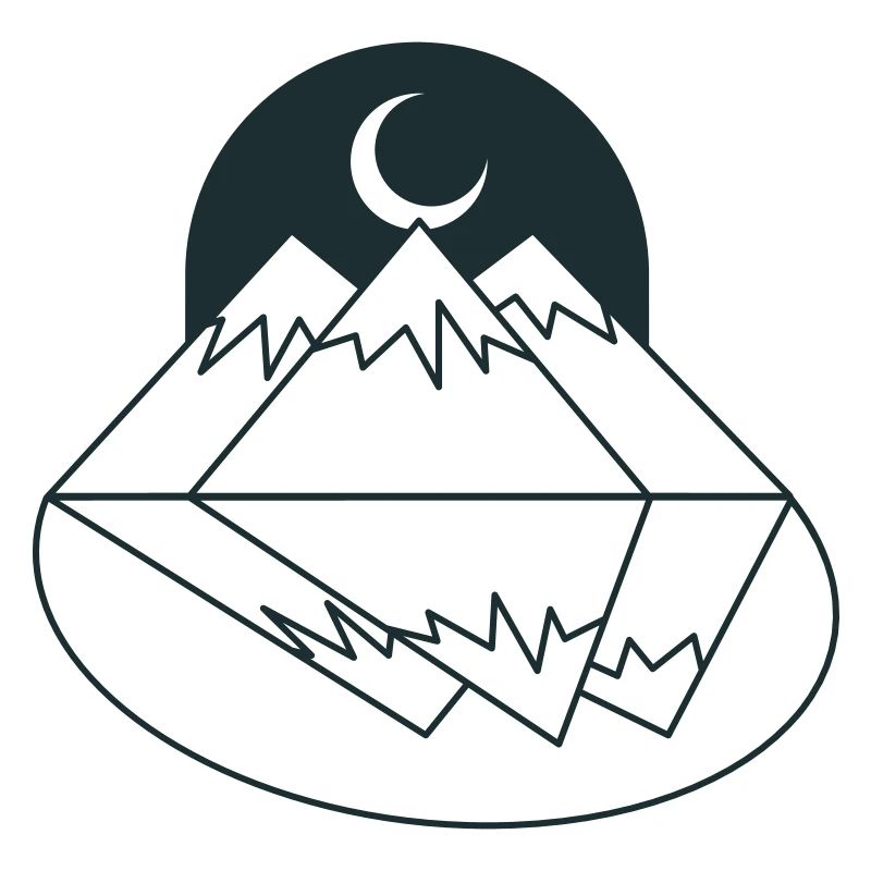 BOHO Moon mountains peaks and reflection