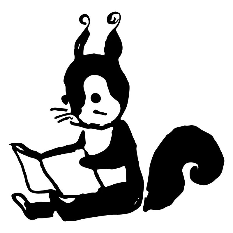 Squirrel Reads Book Illustration Gift
