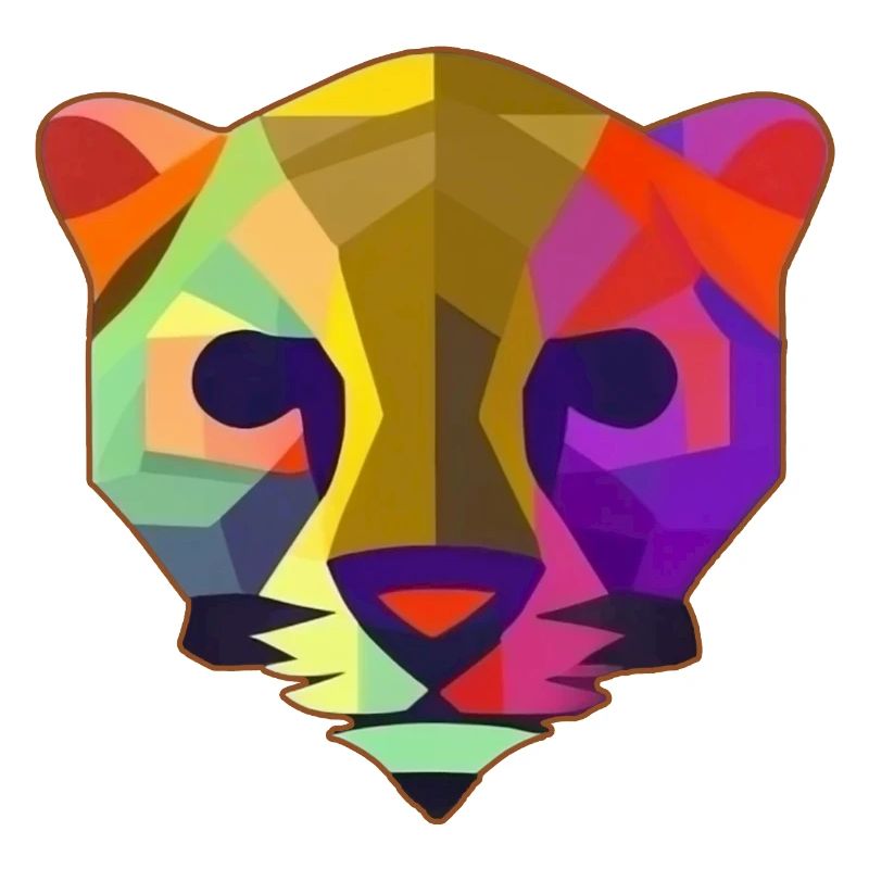 Multicolored stylized panther