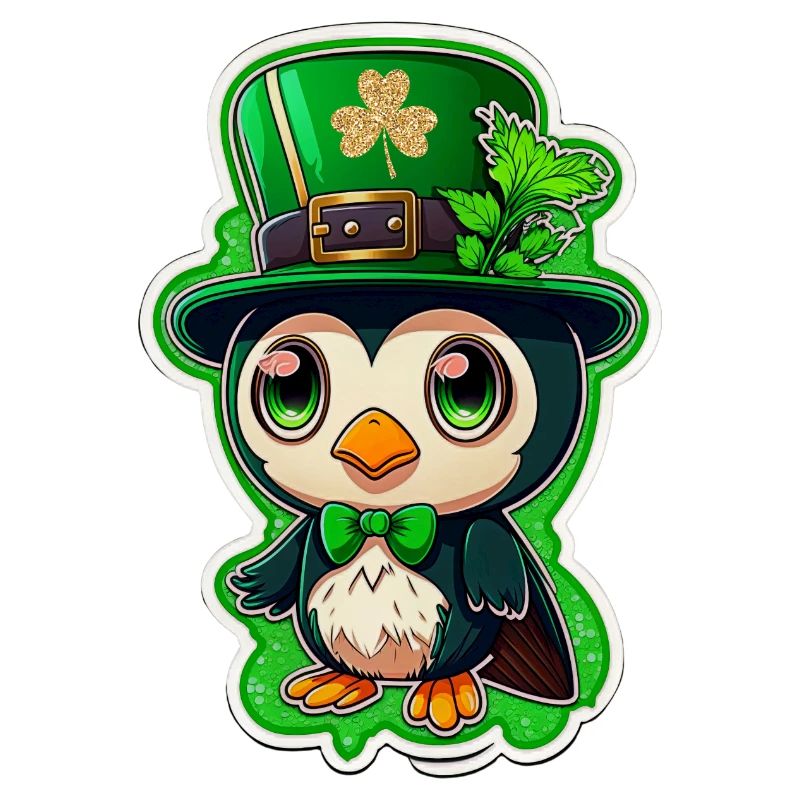 Tenue St Patrick Pingouin mignon trèfle drôle