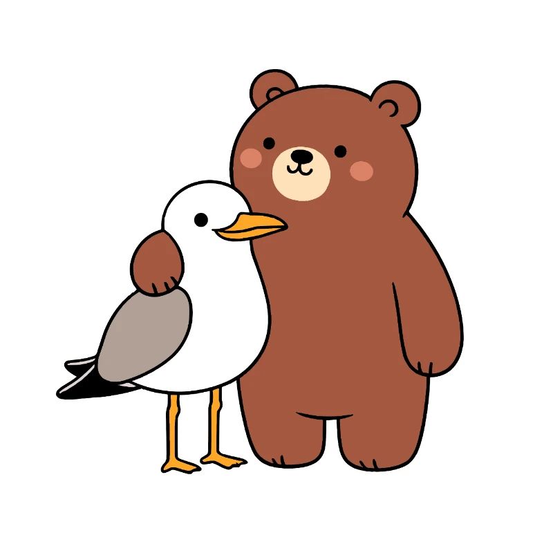 Moin mouette oiseau ours amitié amour câlin