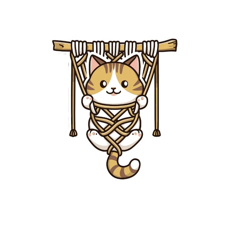 Drôle de macramé chat artiste macramé