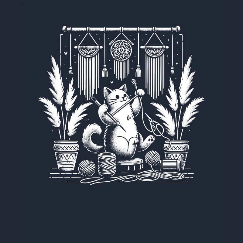 Drôle de macramé chat artiste macramé