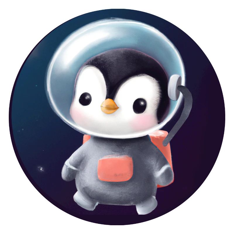 Astronaute pingouin mignon dans l’espace