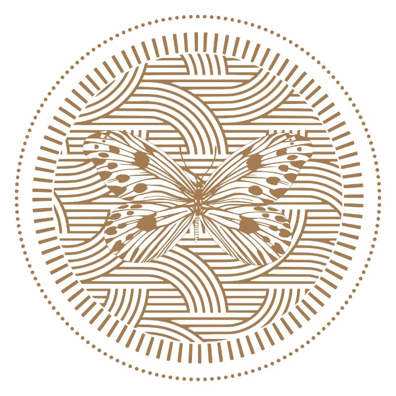 Golden butterfly with geometric patterns