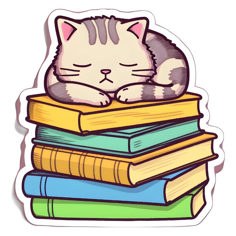 Sleeping Book Cat