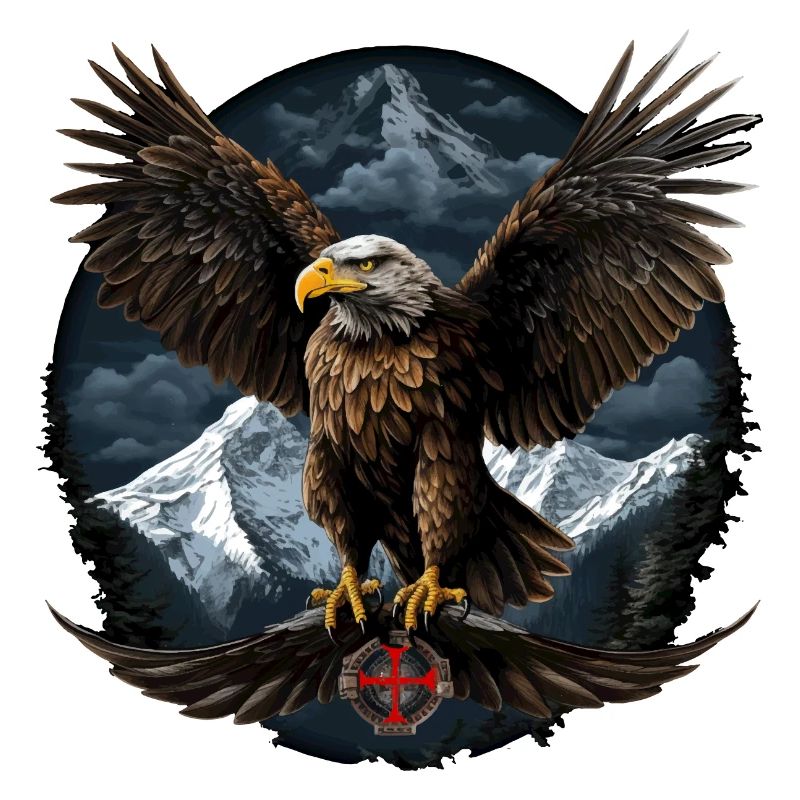 Bald Eagle Design with Mountains