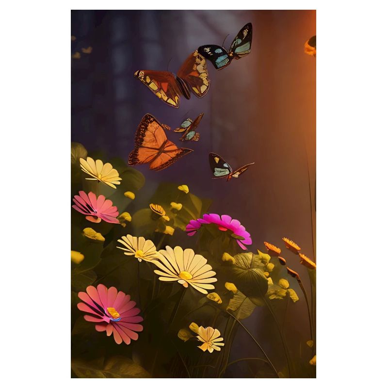 Fleurs et papillon