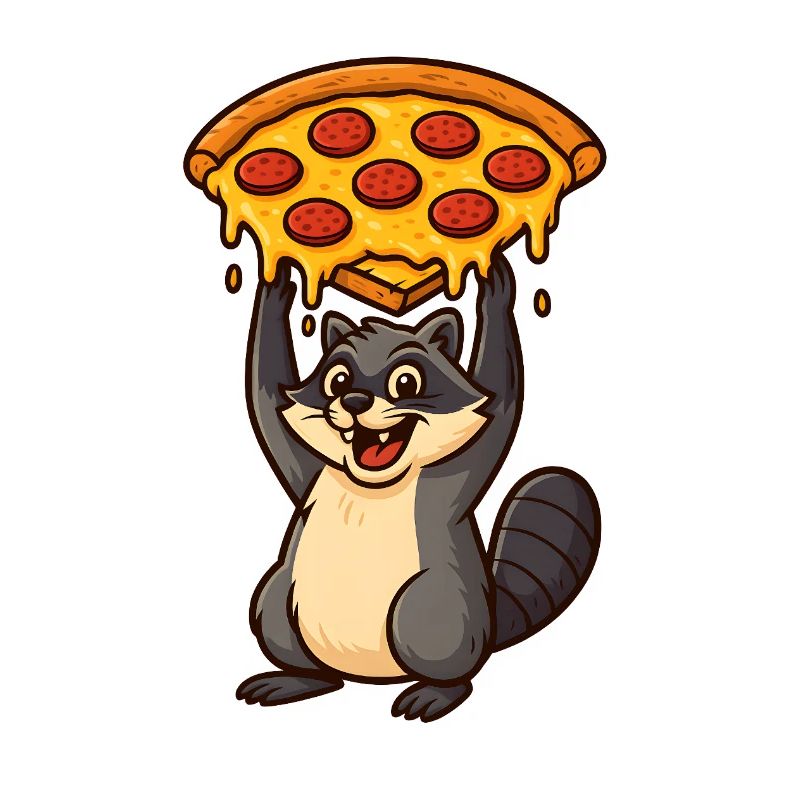 Procione che trasporta la pizza