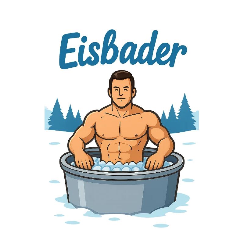 Eisbader Muskelmann im Eisbad