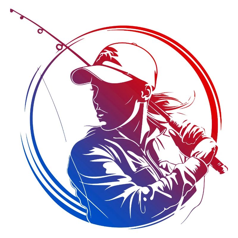 Silhouette de pêche colorée