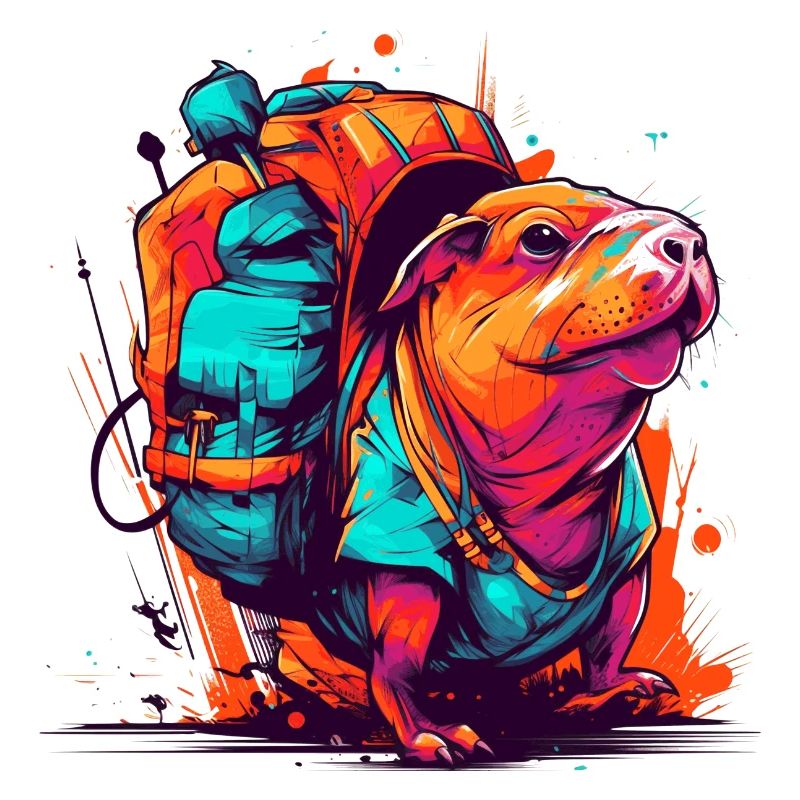Mole rat fully on the move with backpack