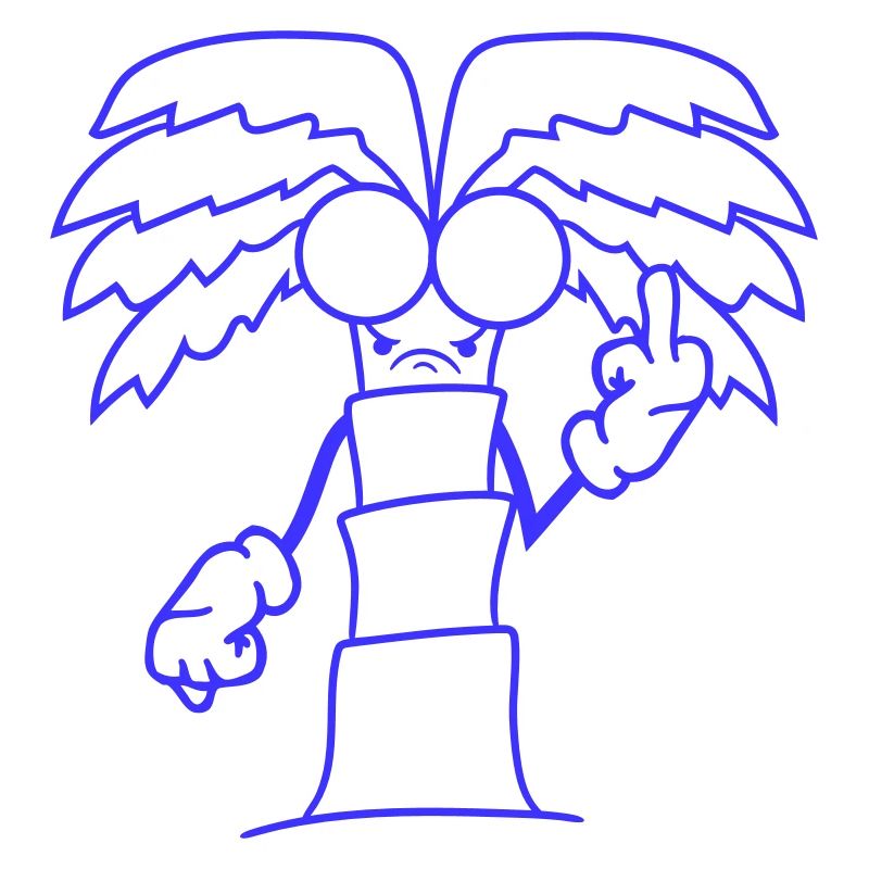 Funny Evil Palm Tree Showing Angry Middle Finger Comic
