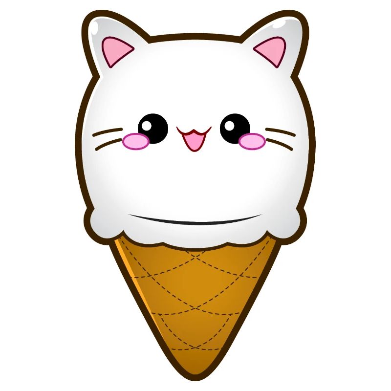 Ice Cream Cat Eiscreme Eis Katze Vanille Eiskugel