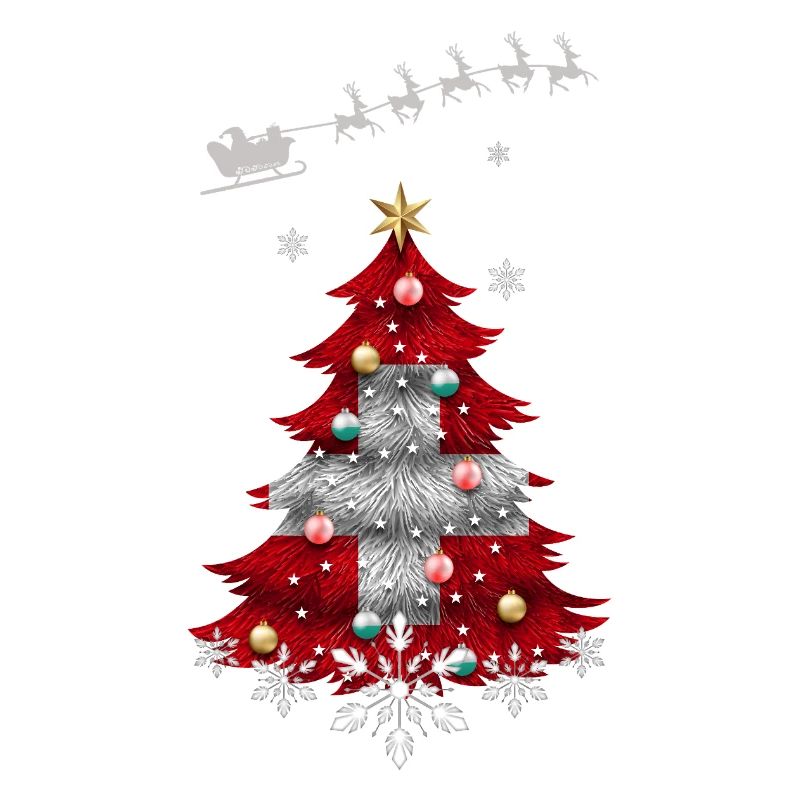 Weihnachtsbaum mit Schweizer Fahne