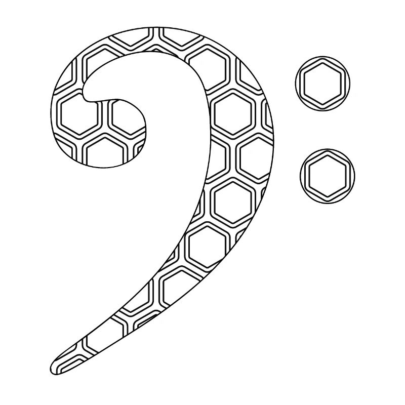 Bass clef with polygon pattern