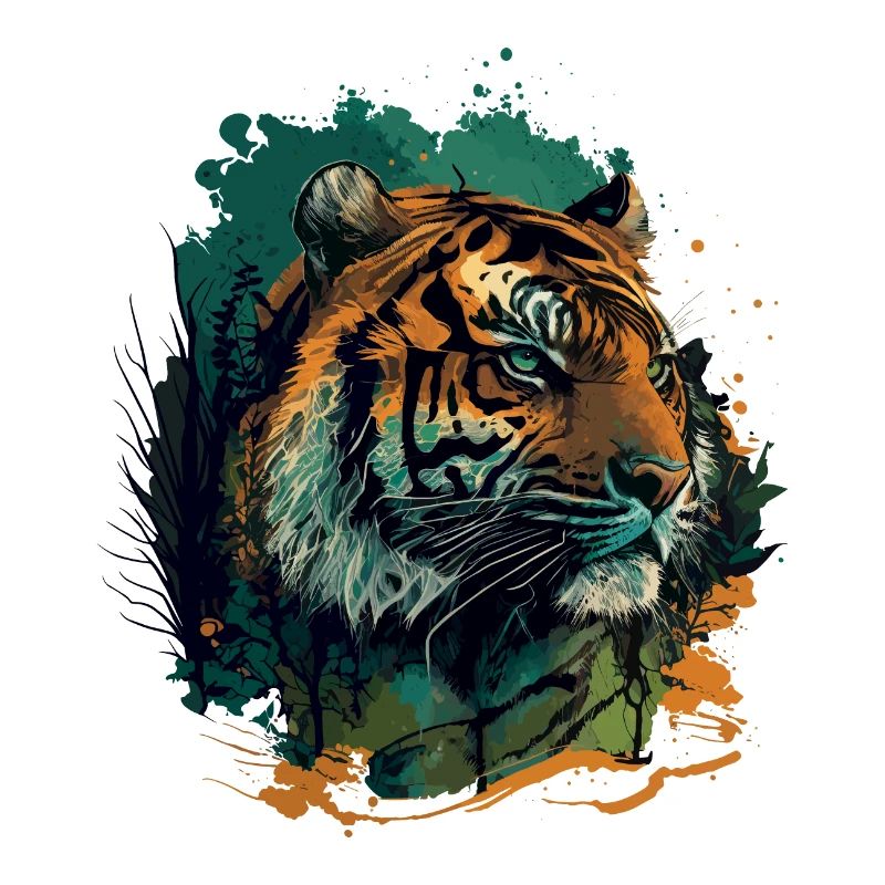Conception de visage de tigre plat