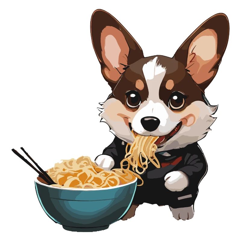 Corgi Eating Ramen #2