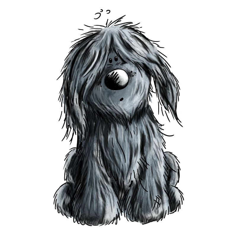Knuffiger schwarzer Briard - Hund - Geschenk