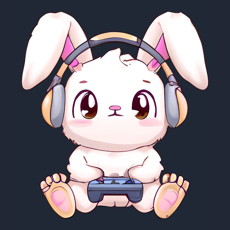 00271 Hase mit Kopfhörer und Controller