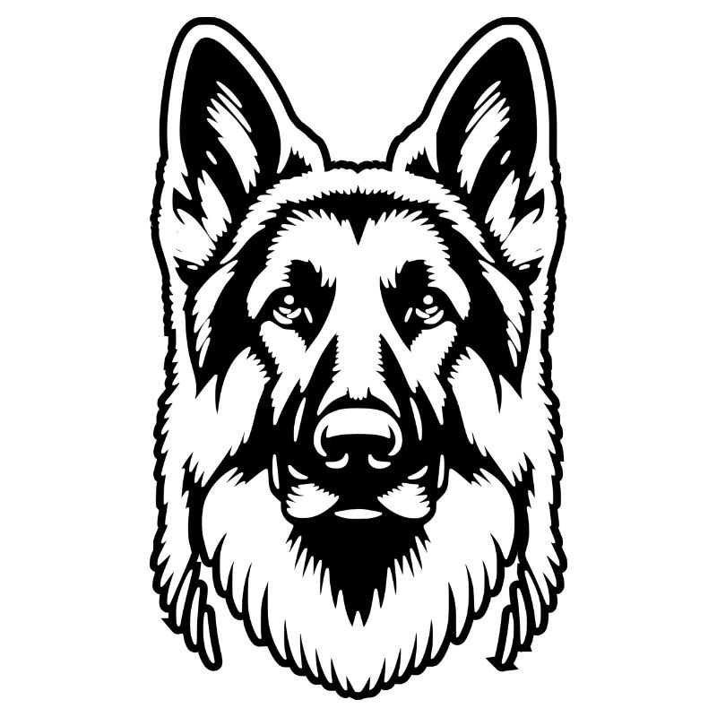 Deutscher Schäferhund schwarze Silhouette vom Kopf
