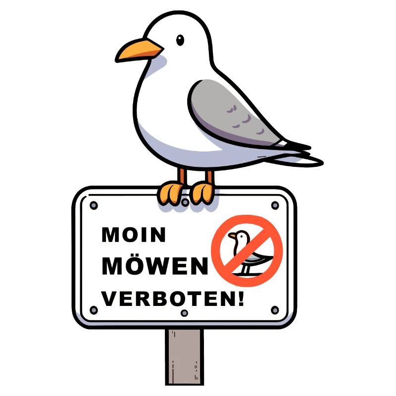 Freche Möwe auf Möwen Verbotsschild Schild Zeichen