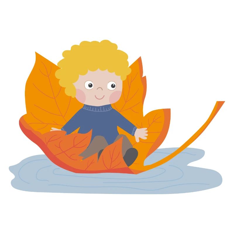 Child sailing on a leaf