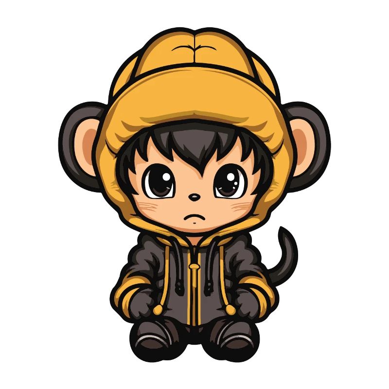 Monkey Winter Comic Cute