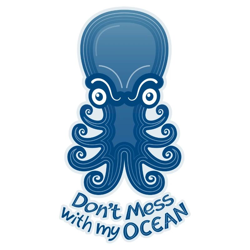 Blue octopus warns not to touch its ocean