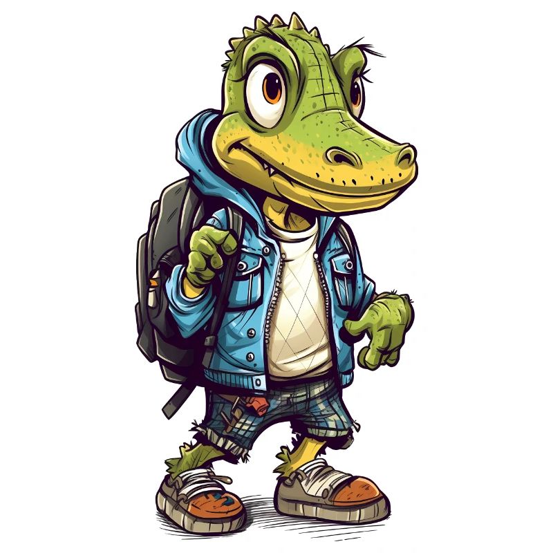 Dessin animé de crocodile mignon