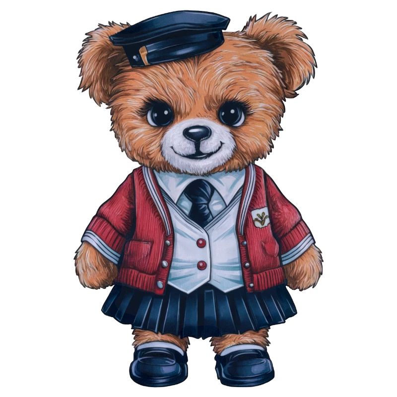 Cute teddy bear with trational school uniform