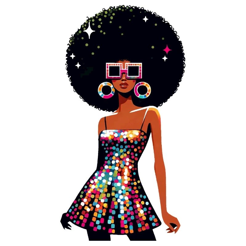 Disco Afro Glam Sequins Design