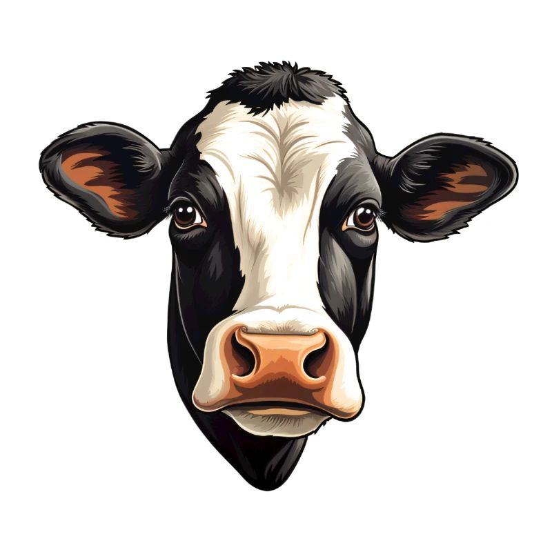 Cow's head, black and white spotted Holstein cattle
