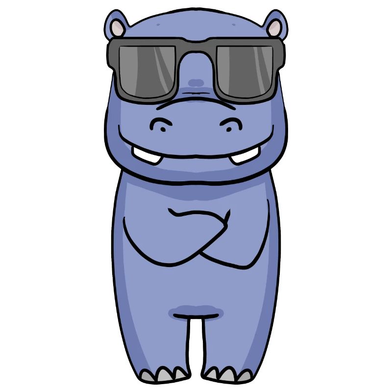 cooles Nilpferd mit Sonnenbrille