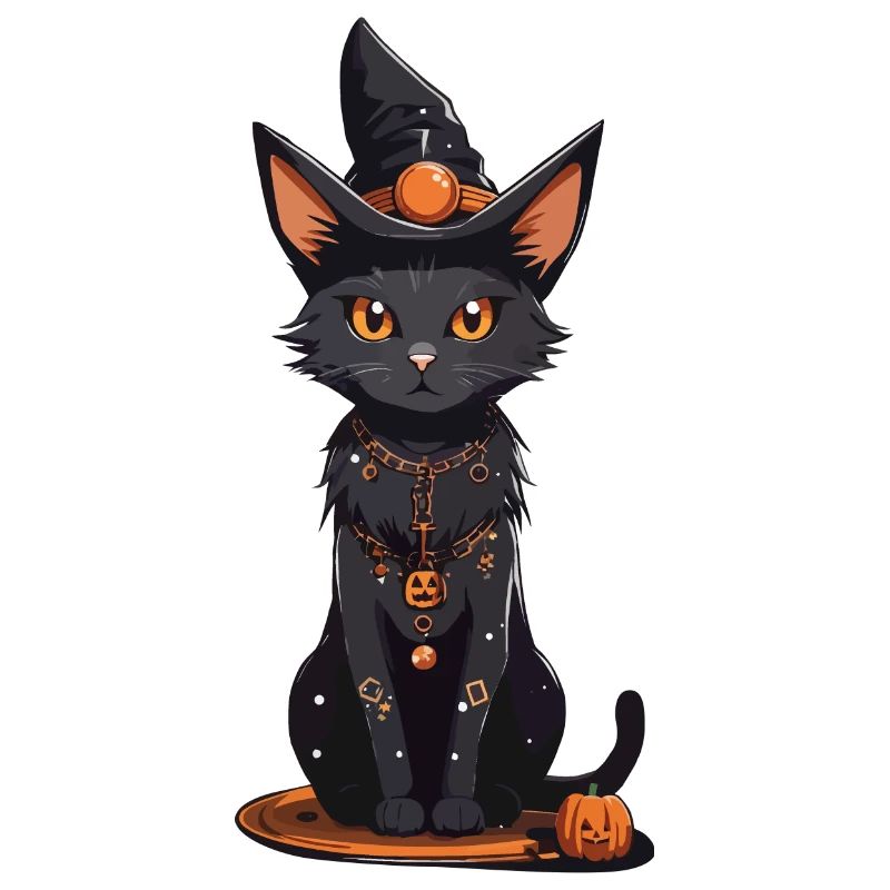 Magic Witches Cat Halloween Magic Design