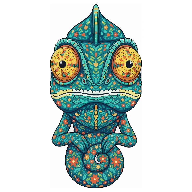 Chameleon with Floral Pattern