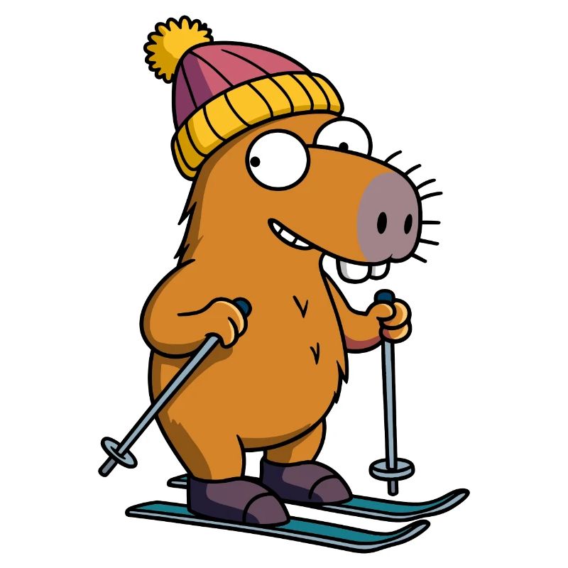 Bande dessinée Capybara Capybara Ski Hat Slope Mountain