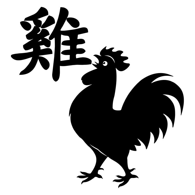 Chinese character rooster with rooster image